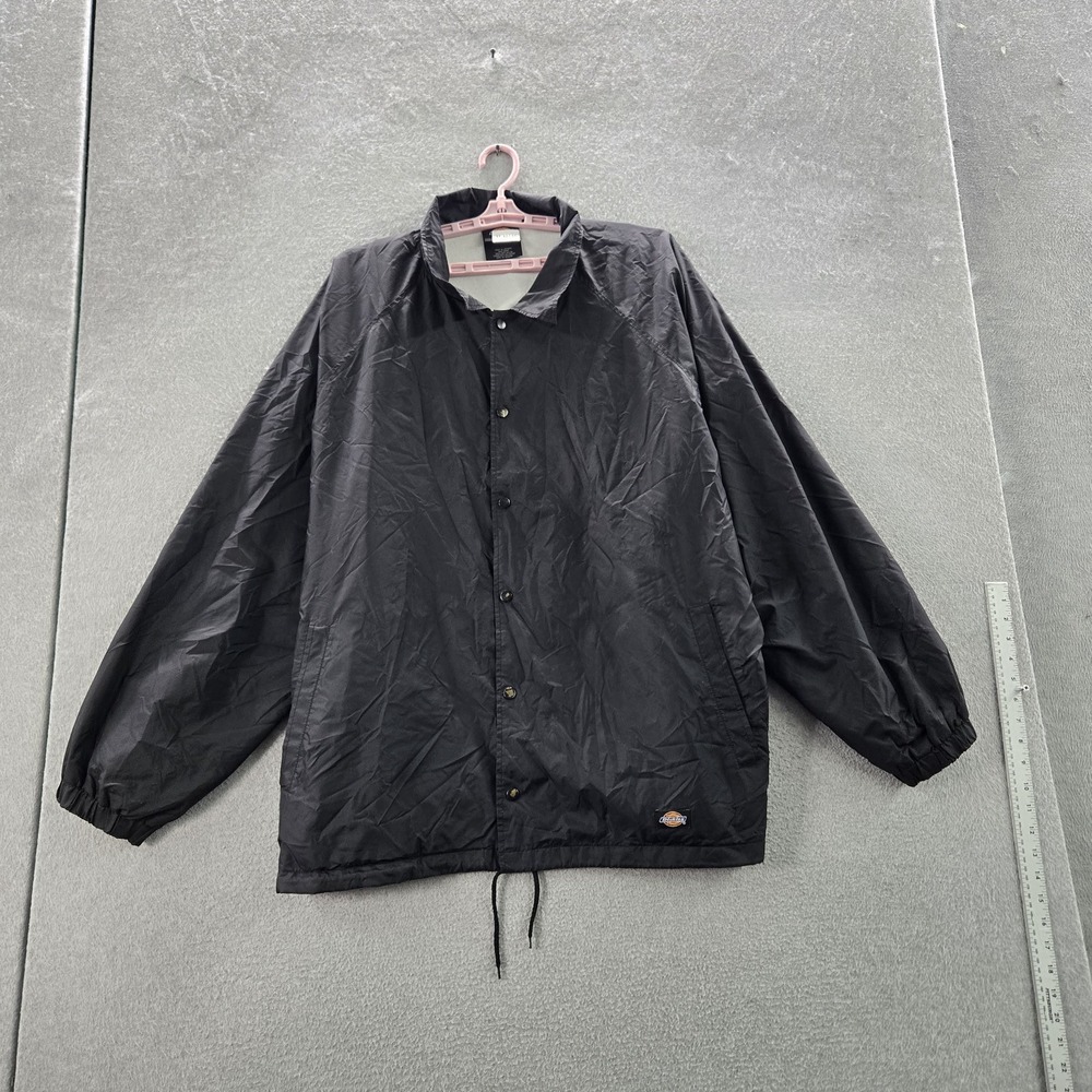 Dickies Men Jacket 3XL Black‎ Nylon Polyester Rain Snap Button Logo